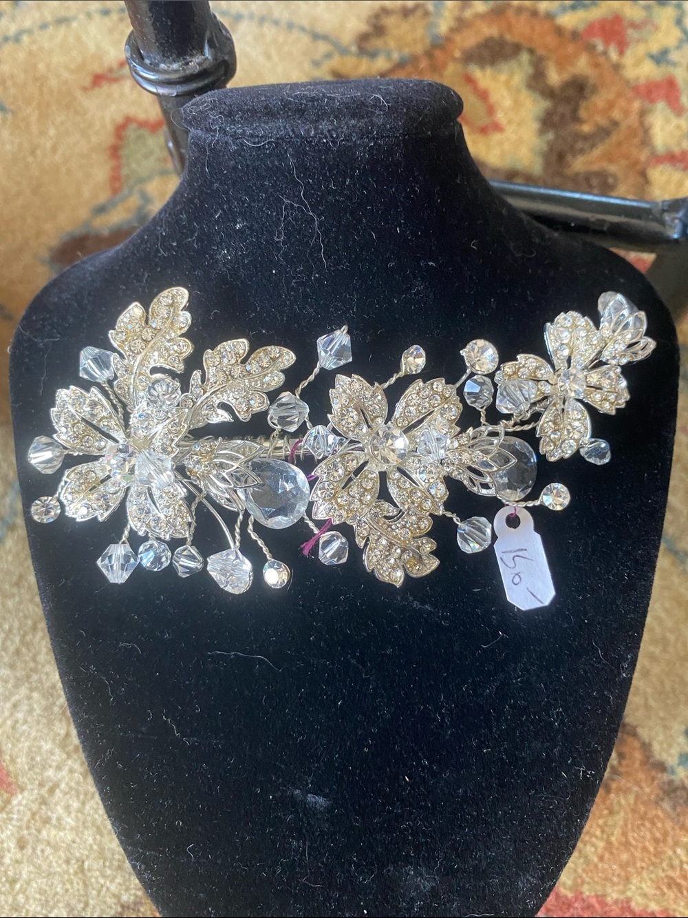 Crystal Floral Bridal Hairpiece - Gold and Clear